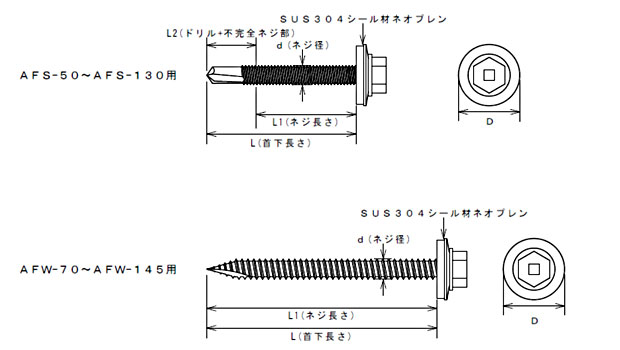 アシバツナギ用下穴処理ビス 寸法図