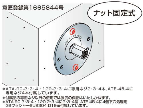 GS アシバツナギ 3WAY ナット固定式